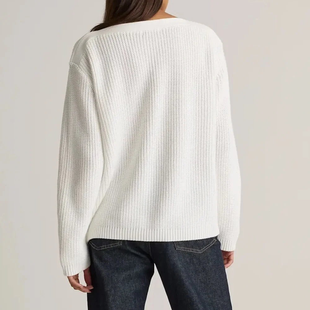 Quince 100% Organic Cotton Fisherman Boatneck Sweater Ivory XL - Picture 2 of 7